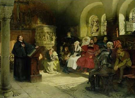 Martin Luther preaching at the Wartburg, 1882, Hugo Vogel