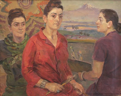 Self-portrait. Three different ages, 1974, Eranuhi Aslamazyan
