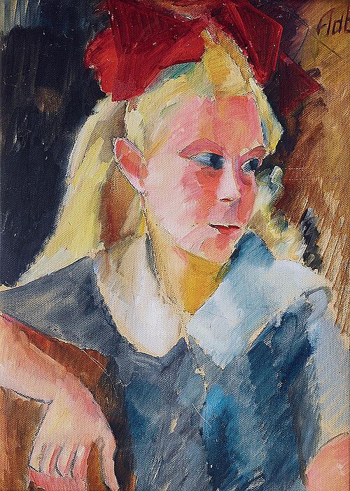 Mädchen mit roter Schleife, 1925, Alma del Banco