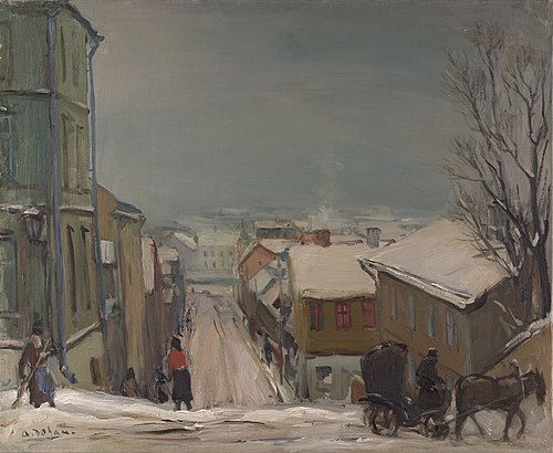 Talvemaastik Tartus (Liiva tänav talvel), 1940, Andrus Johani