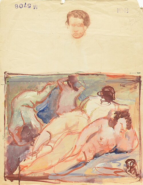 a) Istuv tütarlaps; b) Rannal Visand, 1933, Andrus Johani