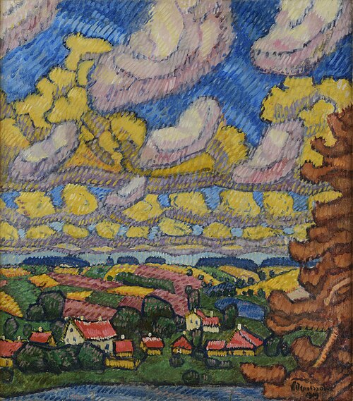 Maastik majadega, 1919, Villem Ormisson