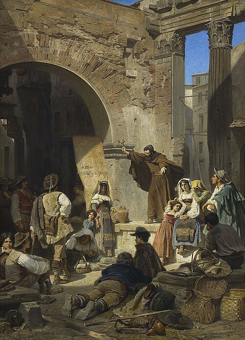 Capuchin Sermon in the Porticus Octaviae in Rome, 1870, Ferdinand von Piloty
