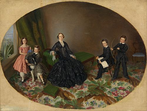 Maria Elizabeth O'Mullane and her children, 1854, William Strutt