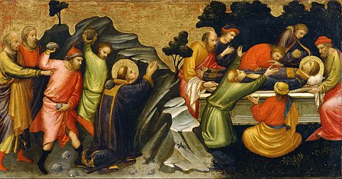 Predella Panel Representing the Legend of St. Stephen: The Stoning of St. Stephen / The Burial of St, 1408, Mariotto di Nardo