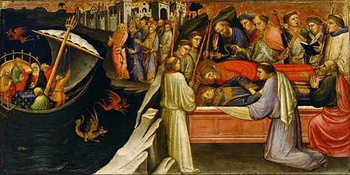 Predella Panel Representing the Legend of St. Stephen: Devils Agitating the Sea as Giuliana Transpor, 1408, Mariotto di Nardo