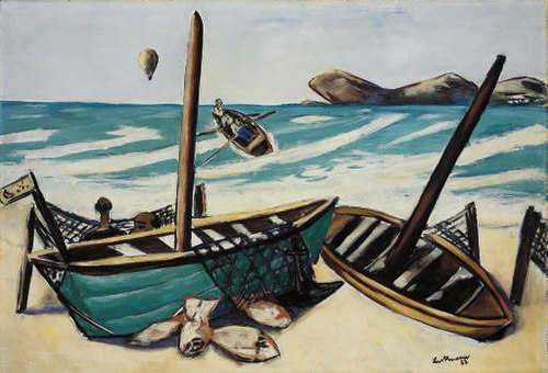 Coastal landscape with balloon, 1932, Max Beckmann