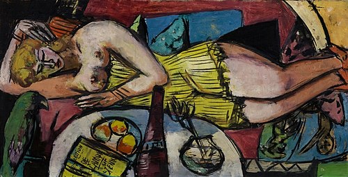 Large reclining woman with parrot, 1940, Max Beckmann
