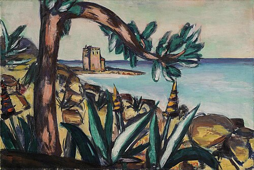 Seascape with Agaves and Old Castle, 1939, Max Beckmann