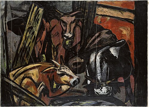 Cow Stall / Cattle in Pen / Cattle in a Barn / Cattle in Stable, 1933, Max Beckmann