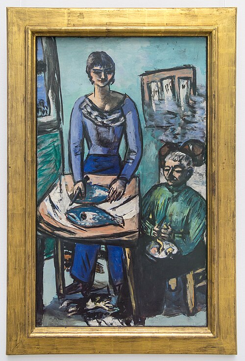 The Kitchen - Quappi with Fishes, 1936, Max Beckmann