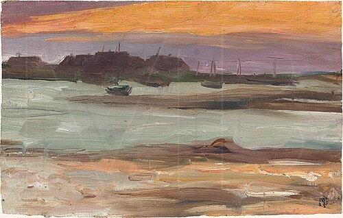 Shore Landscape with Houses and Boats, 1902, Max Beckmann