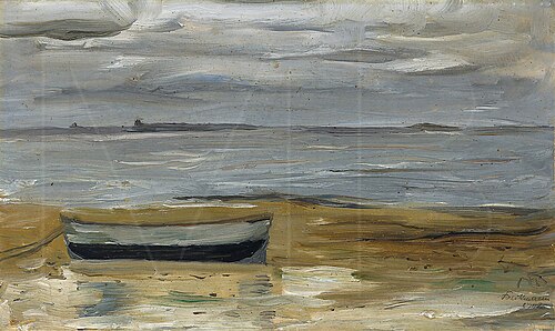 Beach with Gray Boat and Gray Sea, 1902, Max Beckmann