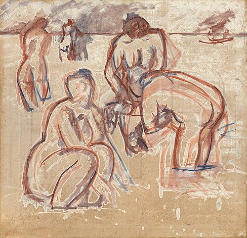 Bathing Women, Sketch, 1910, Max Beckmann
