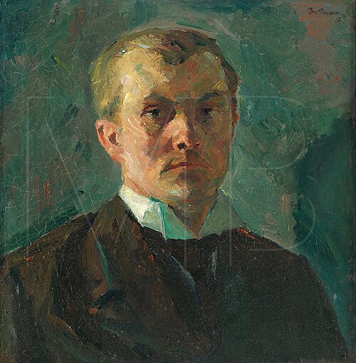 Self-Portrait with a Greenish Background, 1912, Max Beckmann
