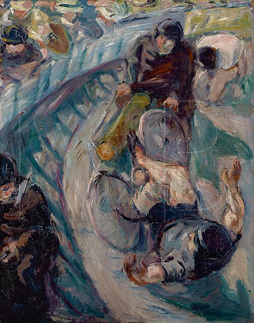 Overturning Racing Cyclist / Death Fall, 1913, Max Beckmann
