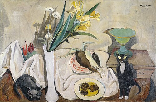 Still Life with Cats, 1917, Max Beckmann