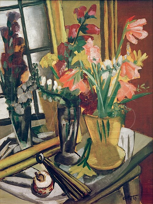 Flower Still Life with Mirror, 1927, Max Beckmann