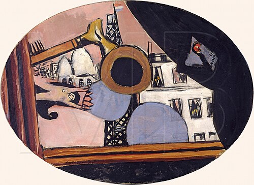 Rêve de Paris Colette, Eiffel Tower / Chinese firework in Paris (oval), 1931, Max Beckmann