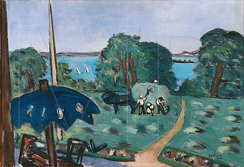 View of the Chiemsee / Hay Harvest / Harvest, 1934, Max Beckmann