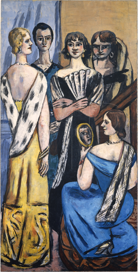Large Painting of Women (five Women) / The Party. Quappi with four women, 1935, Max Beckmann