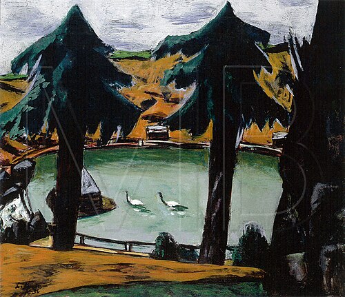 Mountain Lake with Swans / Swan Lake, 1936, Max Beckmann