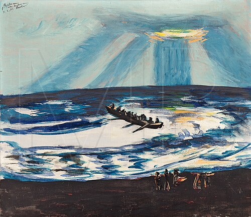 Violet Sea with Lifeboat, 1937, Max Beckmann
