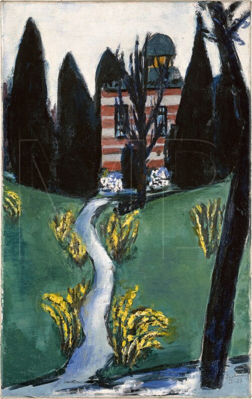 The Stourdza Chapel in Baden-Baden / Cypresses, 1937, Max Beckmann