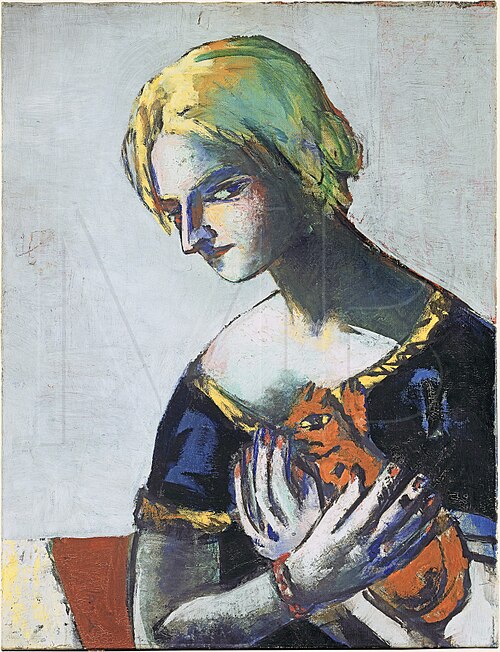 Girl with Yellow Cat (on Gray), 1937, Max Beckmann