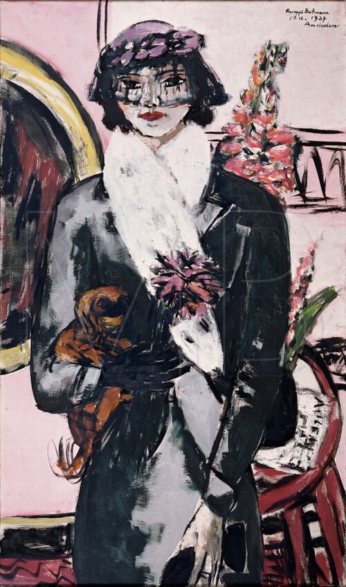 Portrait of Quappi with a White Fur, 1937, Max Beckmann