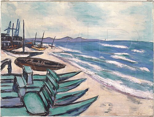 Beach with Boats on the Riviera, 1938, Max Beckmann