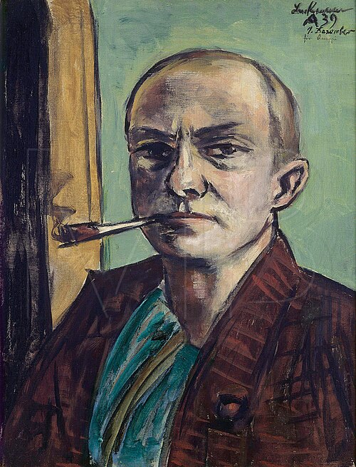 Self-Portrait on Green with Green Shirt, 1938, Max Beckmann