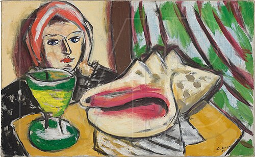 Still Life with Large Shell / Woman with Large Shell and Wine Glass / Girl with glass and shell, 1939, Max Beckmann