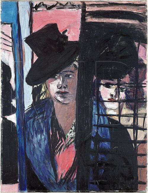 Two Women (in Glass Door), 1940, Max Beckmann