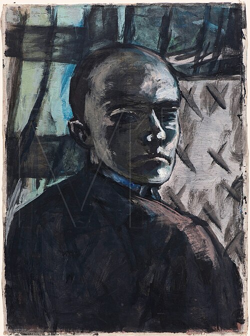 Self-Portrait with Green Curtain, 1940, Max Beckmann
