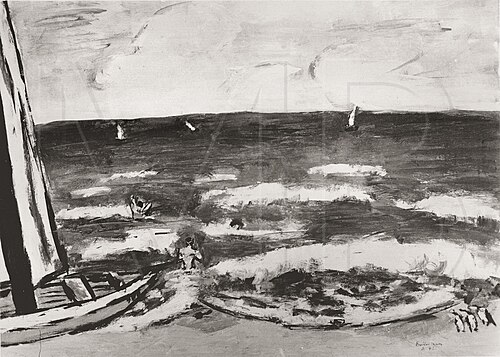 Beach with Boats and Bathers, 1942, Max Beckmann