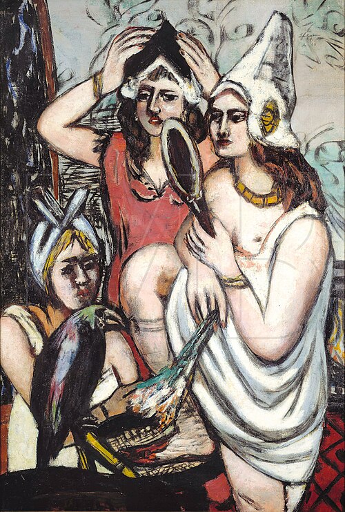 Before the Fancy Dress Party (Three women) / Three Women in Dutch Costume / Dutch Girls / Girls in D, 1945, Max Beckmann