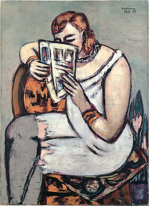 Woman in White Chemise (Reading), 1947, Max Beckmann