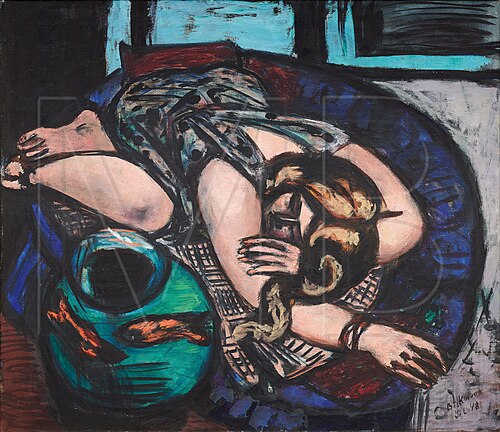 Sleeping Woman with Fish Bowl, 1948, Max Beckmann
