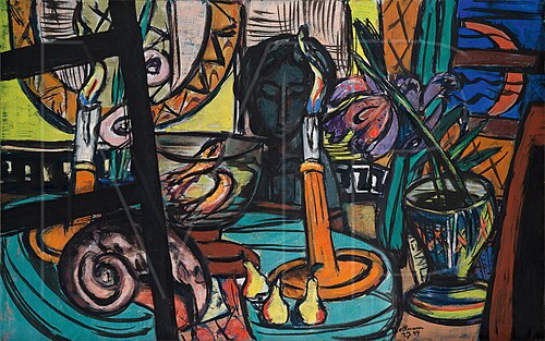 Large Still Life with Black Sculpture / Still Life with Candles, 1949, Max Beckmann