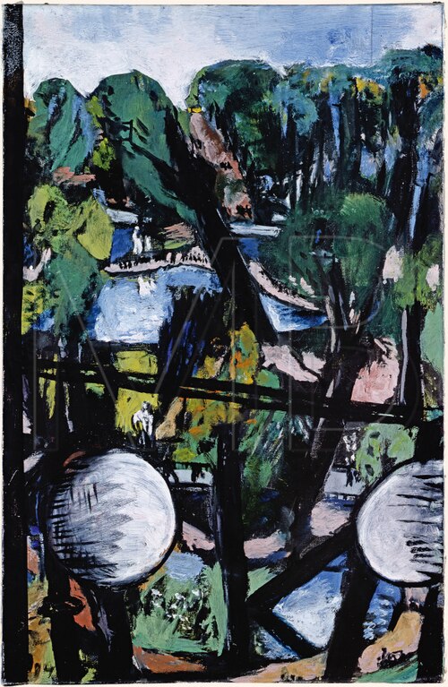 View of the Tiergarten with White Globes / Spheres, 1937, Max Beckmann
