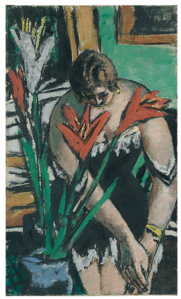 Woman at the toilet with red and white lilies, 1938, Max Beckmann