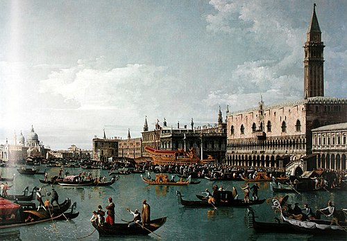 The harbor basin of San Marco on Ascension Day, Venice, 1739, Bernardo Bellotto