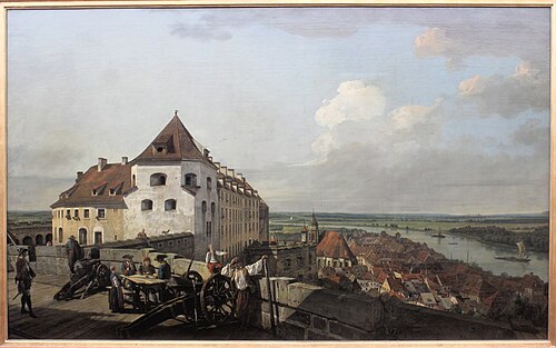 Sonnenstein fortress and Pirna from Hohes Werk, 1755, 1755, Bernardo Bellotto