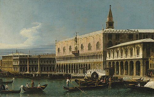 Venice. A View of the molo, looking west, with the Palazzo ducale and south side of the Piazzetta, , Bernardo Bellotto