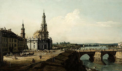 Dresden from the left Bank of the Elbe above the Bridgehead of the Old Town, 1748, Bernardo Bellotto