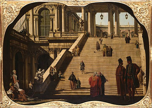 Stairs Leading to the Colonnade of a Palace, 1762, Bernardo Bellotto