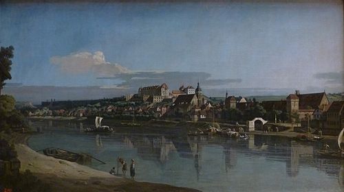 Vue de Pirna de la rive droite de l'Elbe, 1753, Bernardo Bellotto