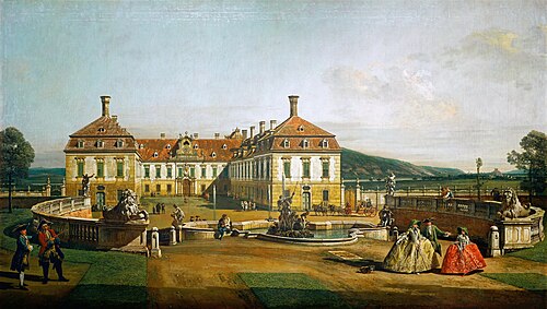 Das kaiserliche Lustschloß Schloss Hof, Ehrenhofseite, 1758, Bernardo Bellotto