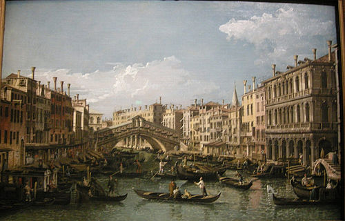 Grand Canal looking north-east to the Rialto Bridge, 1738, Bernardo Bellotto